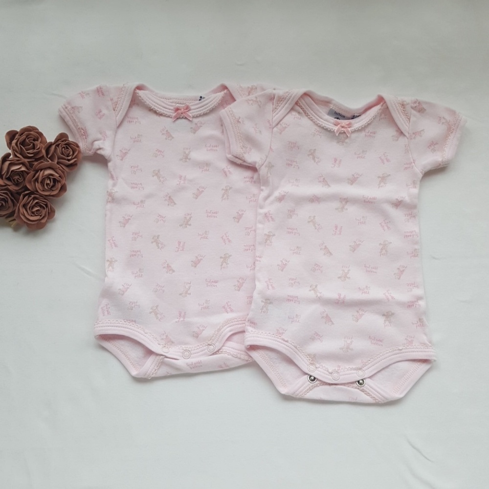 Petit Bateau Lot of 2 Pink Toy Print Bodysuit